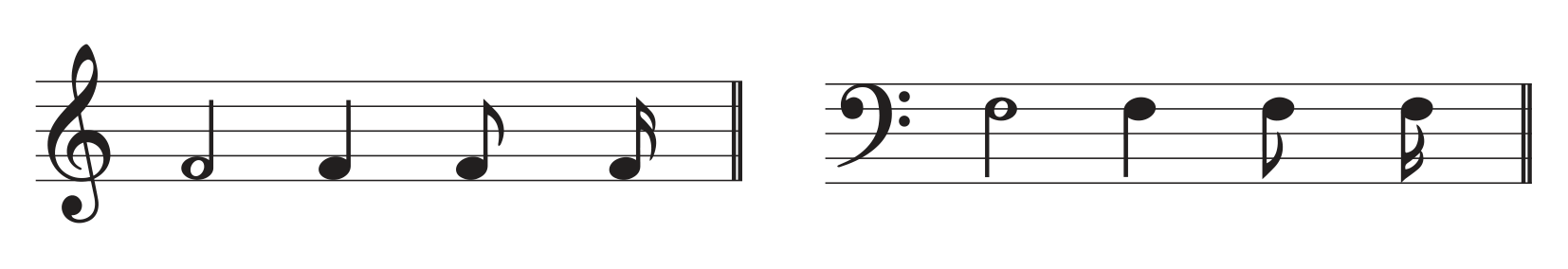 ilustração de clave de Sol seguida de clave de Fá.